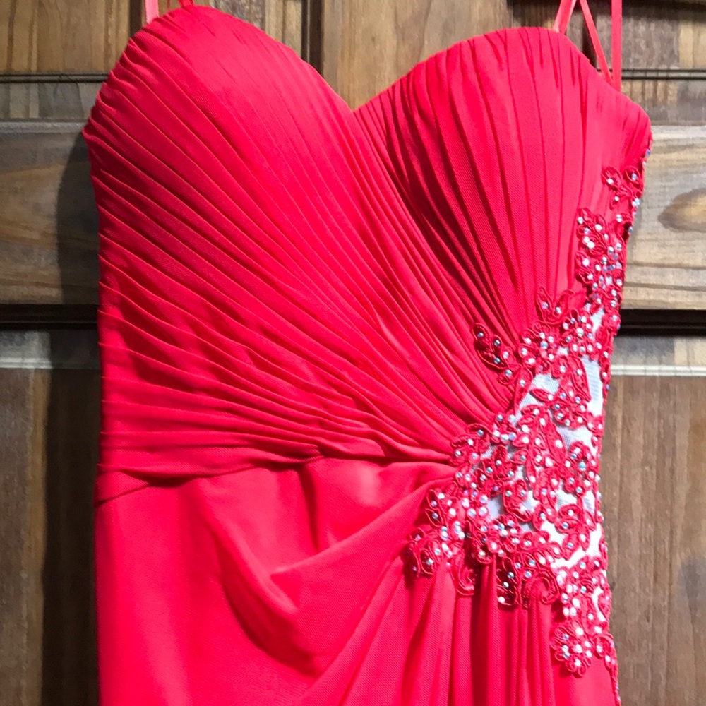 Red floor length formal dress